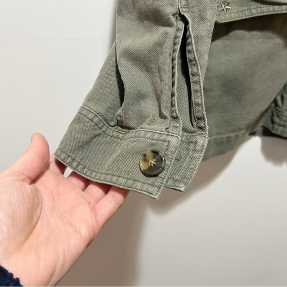 Marine Layer Zito Chore Coat in Olive Green Size Medium Linen Stars Moon - Picture 12 of 16